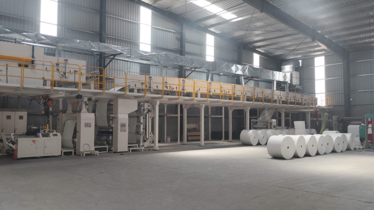 PE coating line inside the Aaradhya Disposal Industries plant