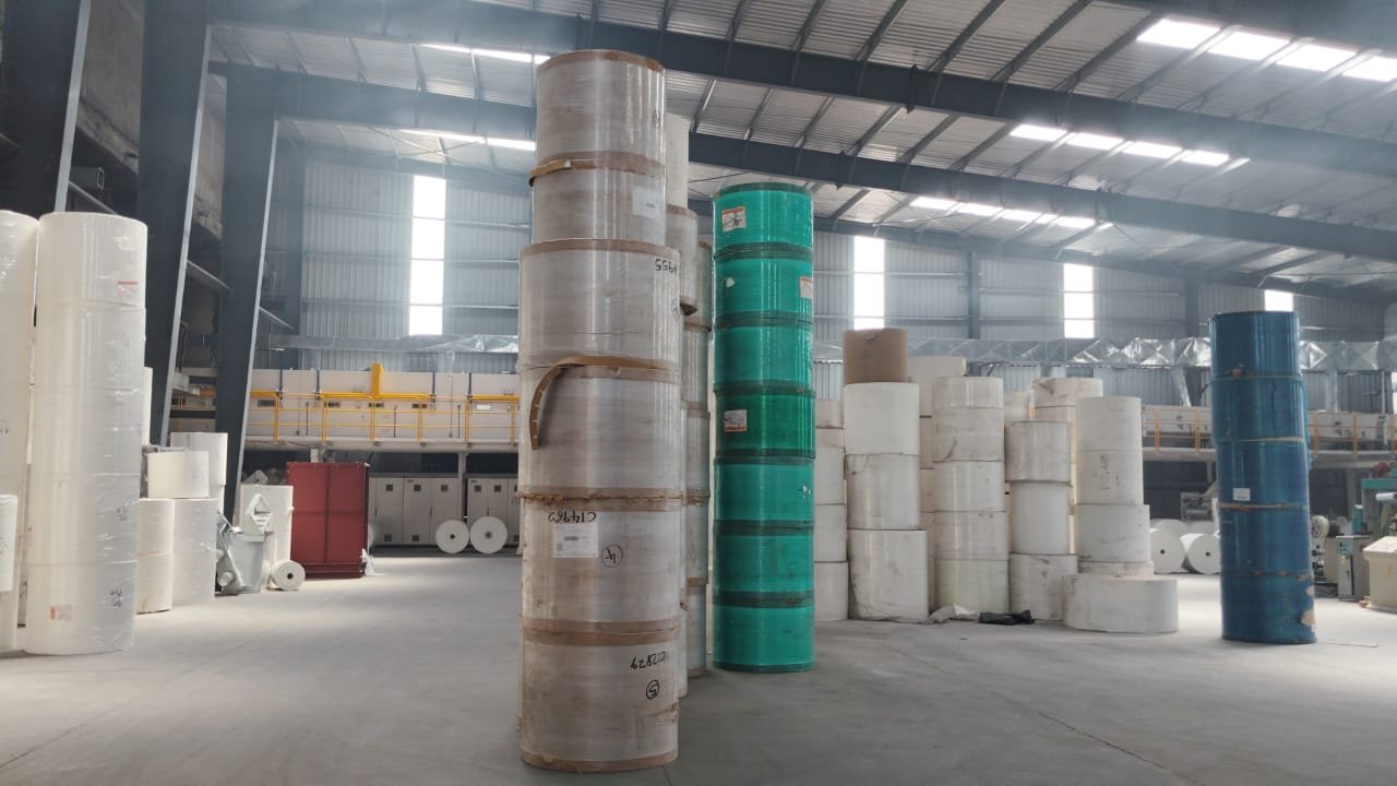 Raw paper reels stored for production